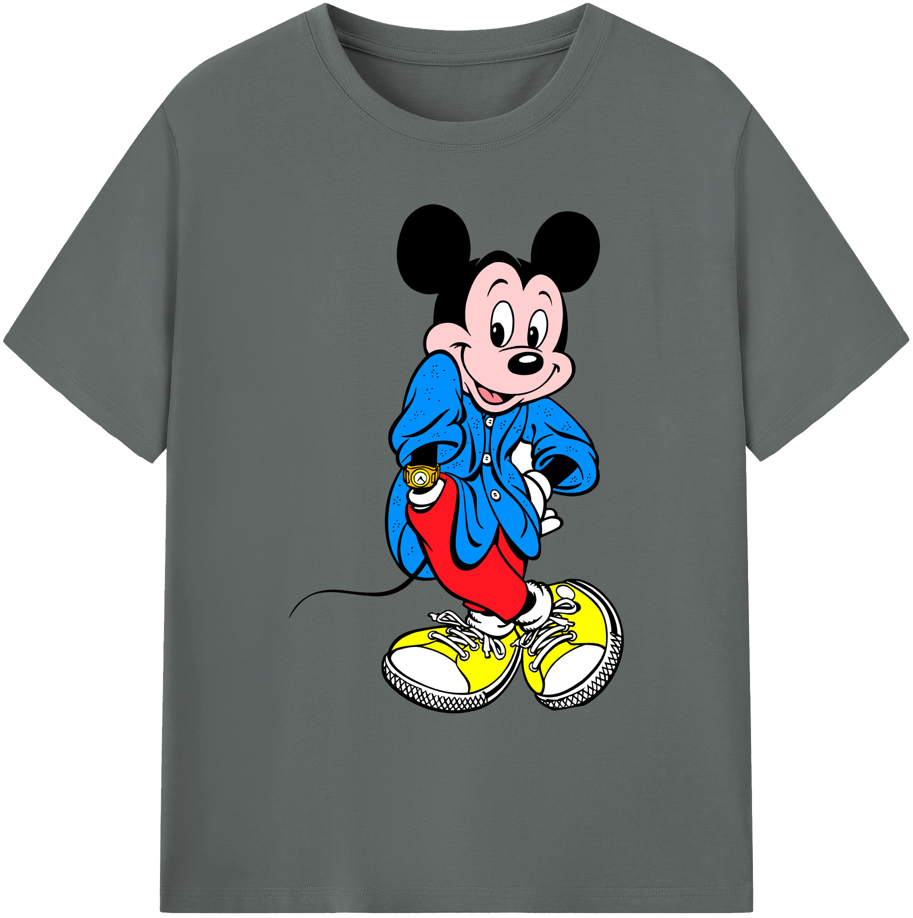ミッキーマウス Mickey Mouse 綿100％ メンズ半袖Tシャツ｜肌触りやわらか＆通気性